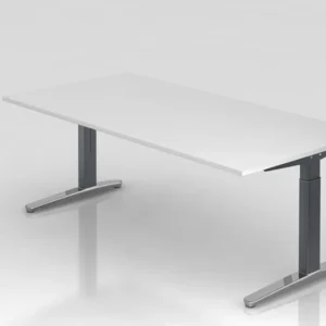 Bureau Hammerbacher pied C 200x100cm blanc/graphite (poli) forme rectangulaire VXB2E/W/GC choisir à bas prix