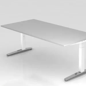 Bureau Hammerbacher pied C 200x100cm gris/blanc (poli) forme rectangulaire VXB2E/5/WC commander à bas prix pour Âges 3-5