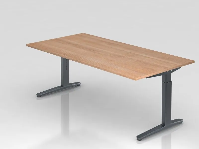Bureau Hammerbacher pied C 200x100cm noyer/graphite forme rectangulaire VXB2E/N/GG obtenir à bas prix
