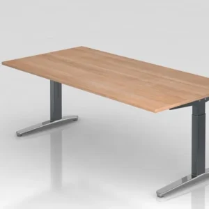 Bureau Hammerbacher pied C 200x100cm noyer/graphite (poli) forme rectangulaire VXB2E/N/GC se procurer à bas prix