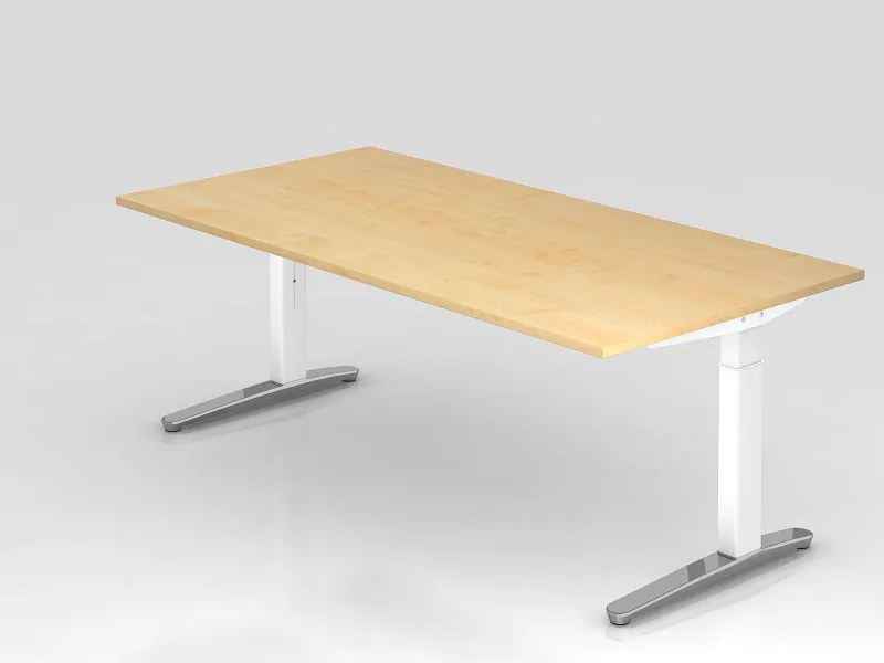 Bureau Hammerbacher pied C 200x100cm érable/blanc (poli) forme rectangulaire VXB2E/3/WC se fournir à bas prix