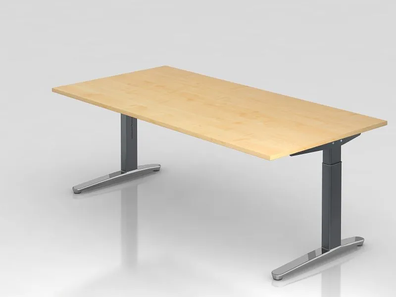 Bureau Hammerbacher pied C 200x100cm érable/graphite (poli) forme rectangulaire VXB2E/3/GC prendre à bas prix avec Poignée...