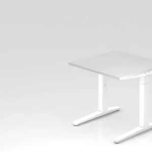 Bureau Hammerbacher pied C 80x80cm blanc/blanc coulisses en aluminium blanc VXB08/W/WW commander à bas prix