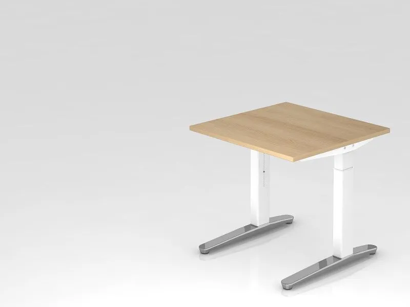 Bureau Hammerbacher pied C 80x80cm chêne/blanc poli forme rectangulaire VXB08/E/WC se fournir à bas prix