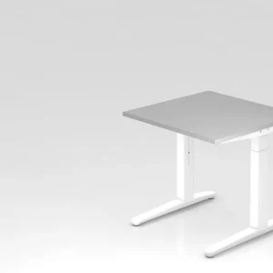 Bureau Hammerbacher pied C 80x80cm gris/blanc coulisses en aluminium blanc VXB08/5/WW prendre à bas prix