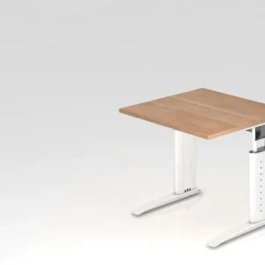 Bureau Hammerbacher pied C 80x80cm noyer/blanc hauteur de travail 68-86 cm réglable VUS08/N/W prendre à bas prix