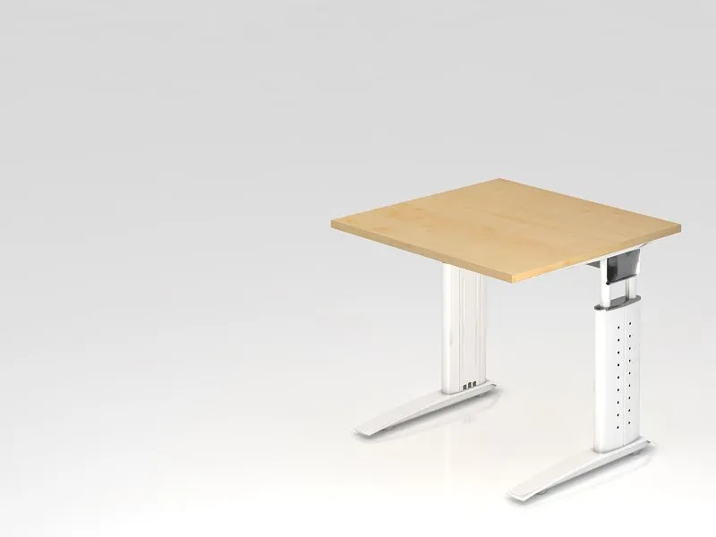 Bureau Hammerbacher pied C 80x80cm érable/blanc hauteur de travail 68-86 cm réglable VUS08/3/W choisir à bas prix