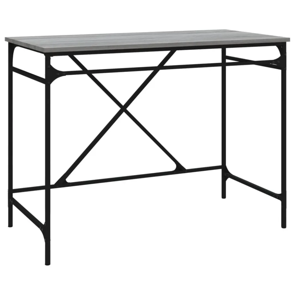 Bureau table poste de travail meuble d'ordinateur informatique étude sonoma 100 x 50 x 75 cm bois d'ingénierie et fer gris...