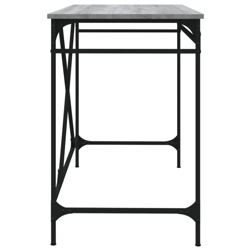 Bureau table poste de travail meuble d'ordinateur informatique étude sonoma 100 x 50 x 75 cm bois d'ingénierie et fer gris...