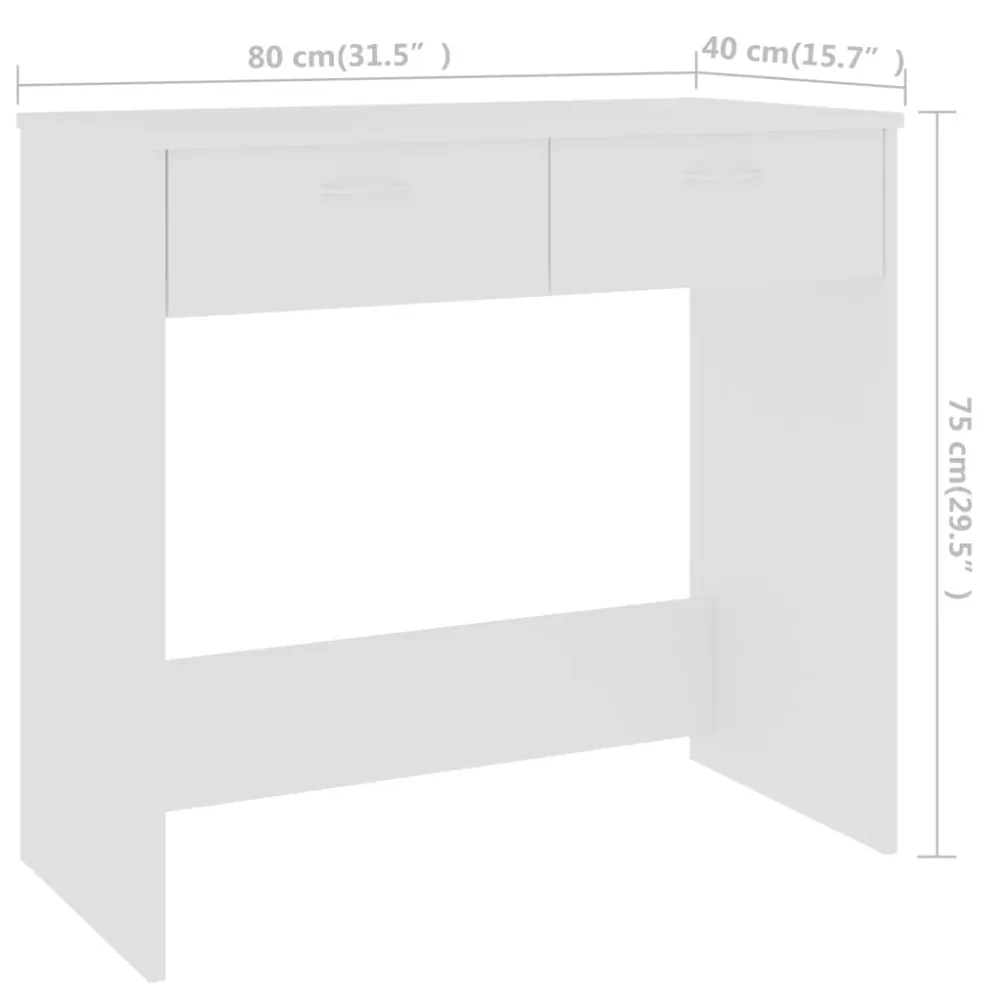 Bureau table poste de travail meuble d'ordinateur informatique étude 80 x 40 x 75 cm bois d'ingénierie blanc 02_0023525 -...