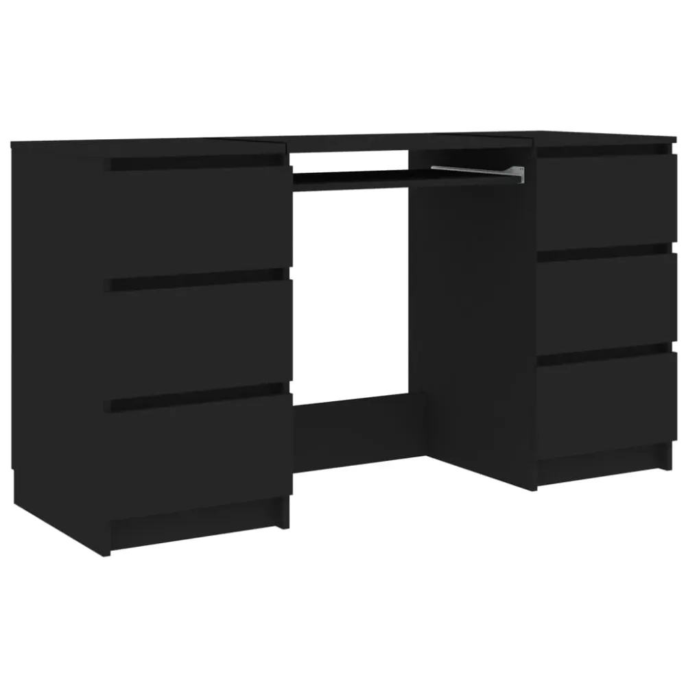 Bureau table poste de travail meuble d'ordinateur informatique étude 140 x 50 x 77 cm bois d'ingénierie noir 02_0023918 po...