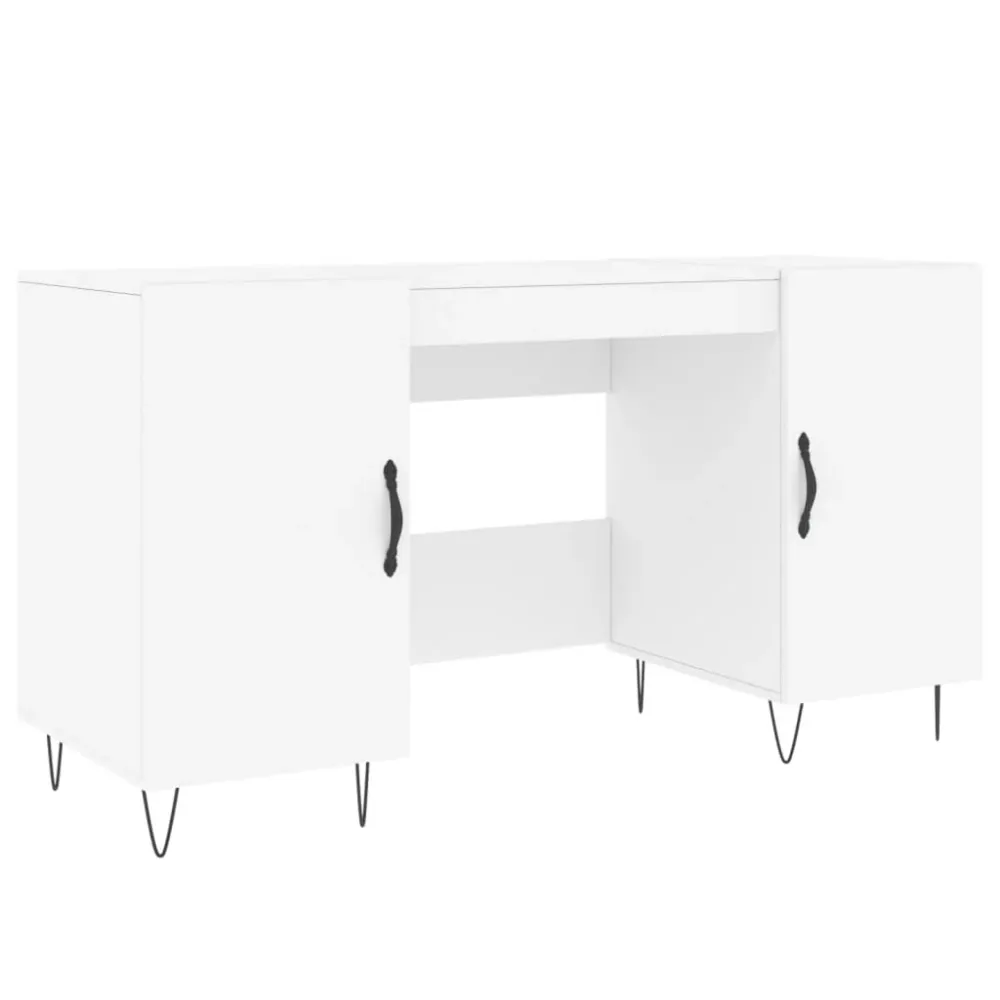 Bureau table poste de travail meuble d'ordinateur informatique étude 140 x 50 x 75 cm bois d'ingénierie blanc 02_0023518 p...