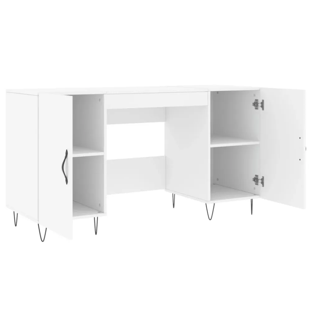 Bureau table poste de travail meuble d'ordinateur informatique étude 140 x 50 x 75 cm bois d'ingénierie blanc 02_0023518 p...