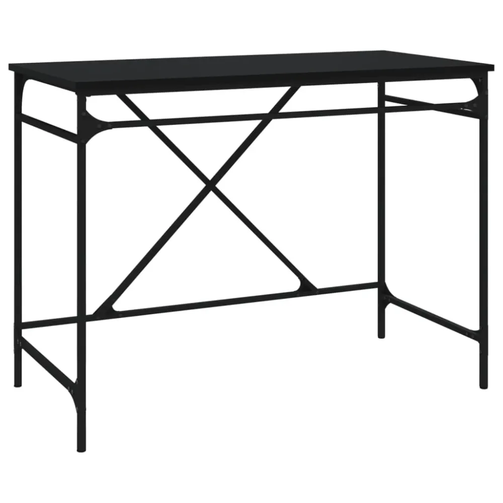 Bureau table poste de travail meuble d'ordinateur informatique étude 100 x 50 x 75 cm bois d'ingénierie et fer noir 02_002...