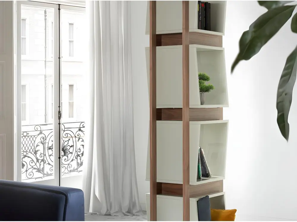Ciseaux de sécurité Étagère contemporaine bois noyer et laqué Muza-Couleur Soufre