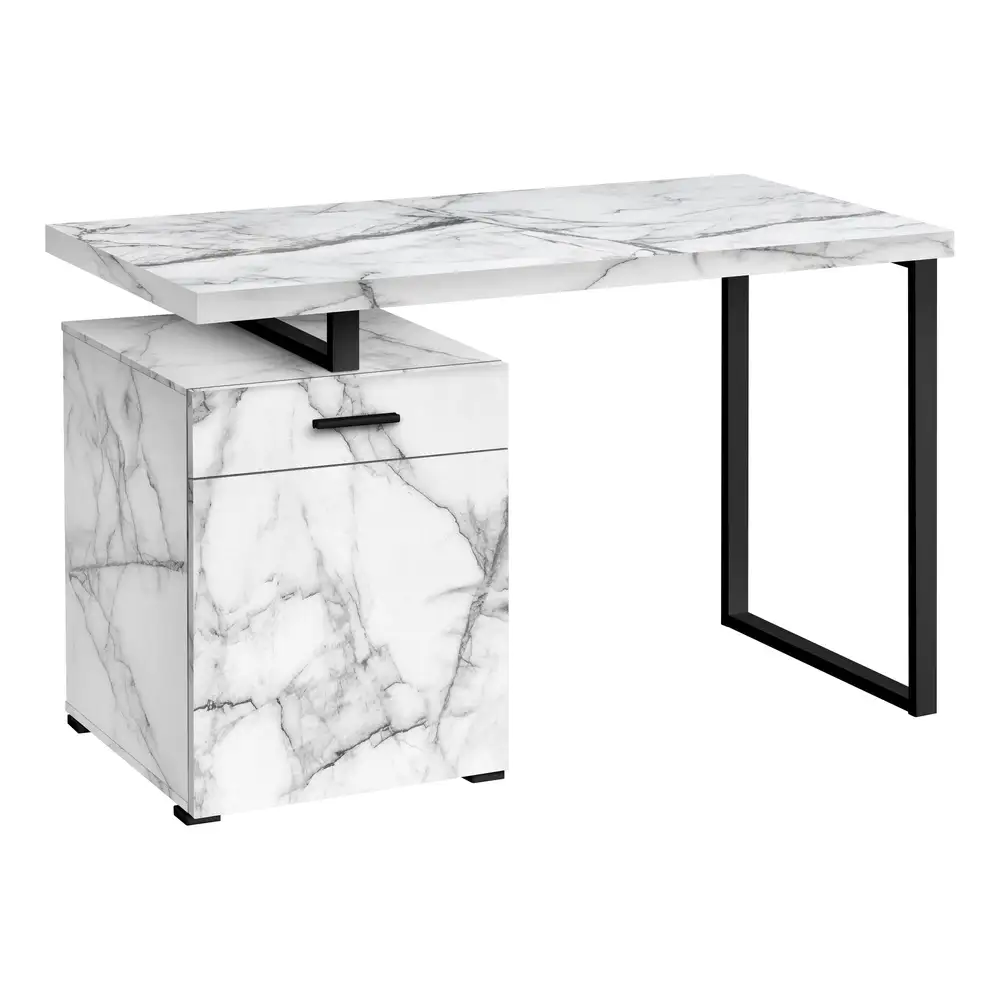 Colle vinylique scolaire Bureau D'Ordinateur - 48"L / Marbre Blanc Orientation Gauche Ou Droite