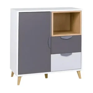 Commode Toledo G108, Gris|Lefka chêne|Blanc|Graphite, Avec tiroirs et portes, 84x80x40cm