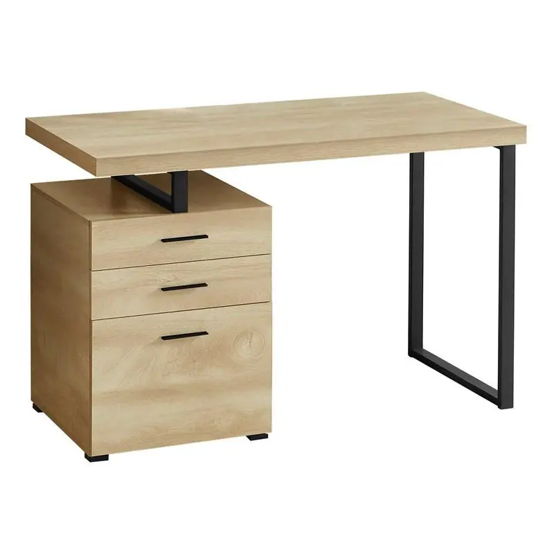 Crayons de couleur ergonomiques Bureau D'Ordinateur - 48"L / Naturel / MéTal Noir / FaçAde G/D