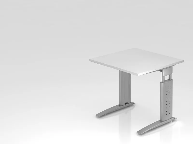 Crayons de couleur ergonomiques Bureau Hammerbacher pied C 80x80cm blanc/argent hauteur de travail 68-86 cm réglable VUS08...