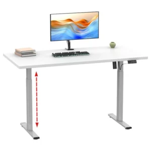 Crayons de couleur ergonomiques Bureau VCM réglable en hauteur en continu électriquement Lona 110x50 Argent (Blanc)