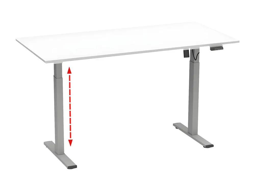 Crayons de couleur ergonomiques Bureau VCM réglable en hauteur en continu électriquement Lona 110x50 Argent (Blanc)