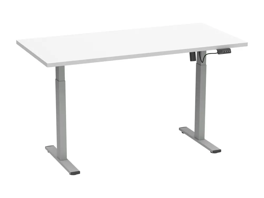 Crayons de couleur ergonomiques Bureau VCM réglable en hauteur en continu électriquement Lona 110x50 Argent (Blanc)
