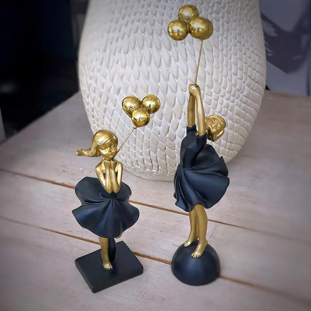 Crayons de couleur ergonomiques Urban Decor 24cm Girl Hugging Balloons Black & Ton or