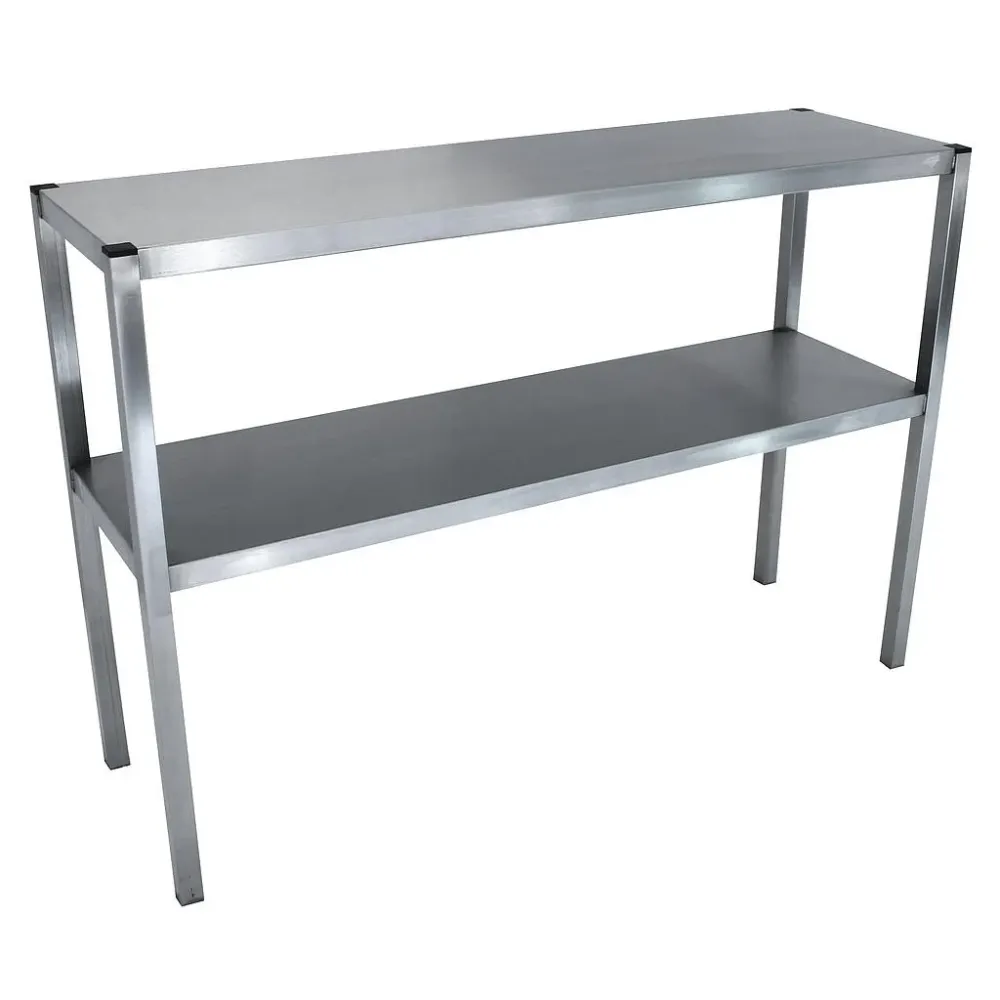 Etagère du chef à poser en inox - 2 niveaux - Profondeur 400 mm - Longueur 1800 mm - ECP18402 avec Poignée triangulaire