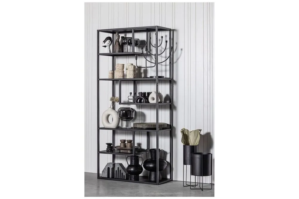 Etagère en métal noir Teun Woood - 188cm | Lavable | Sans solvant