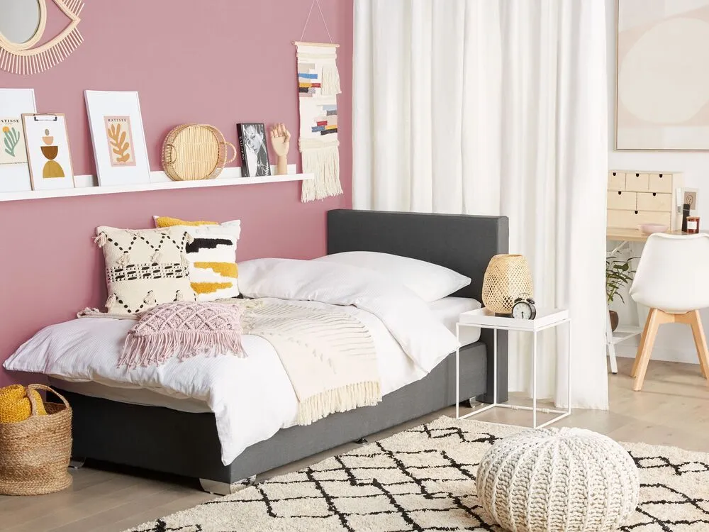 Fabric EU Individuel Size Divan Bed Grey PRESIDENT
