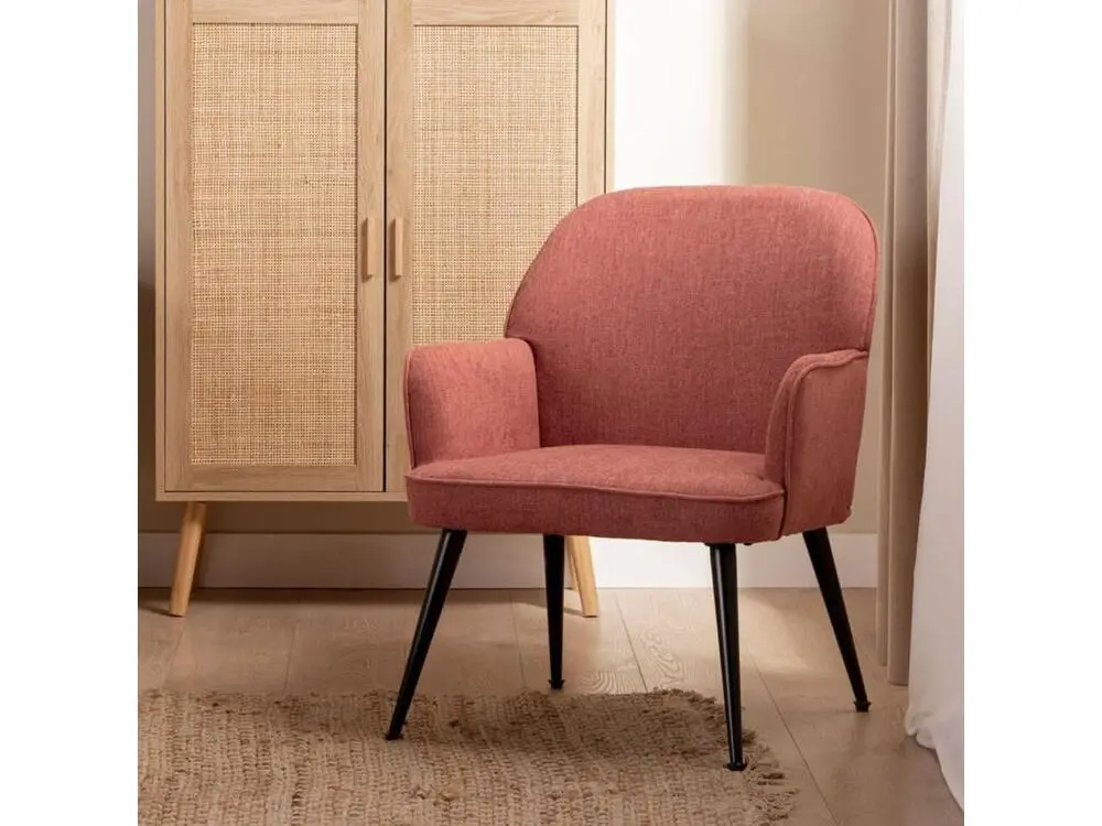 Fauteuil de lecture en tissu terracota 62x78 cm