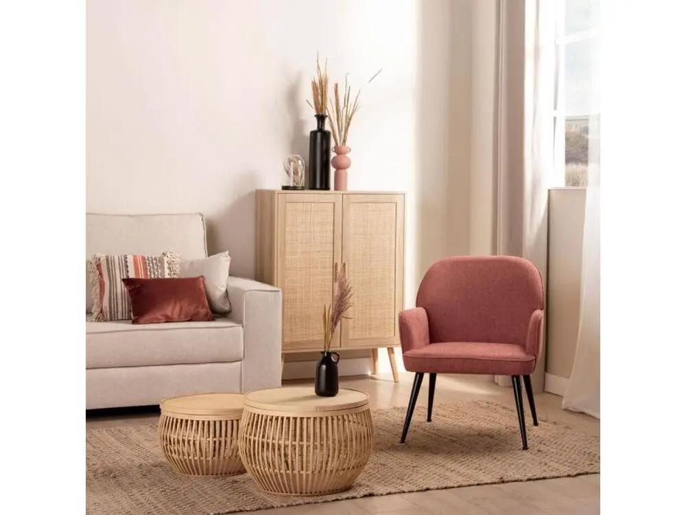 Fauteuil de lecture en tissu terracota 62x78 cm