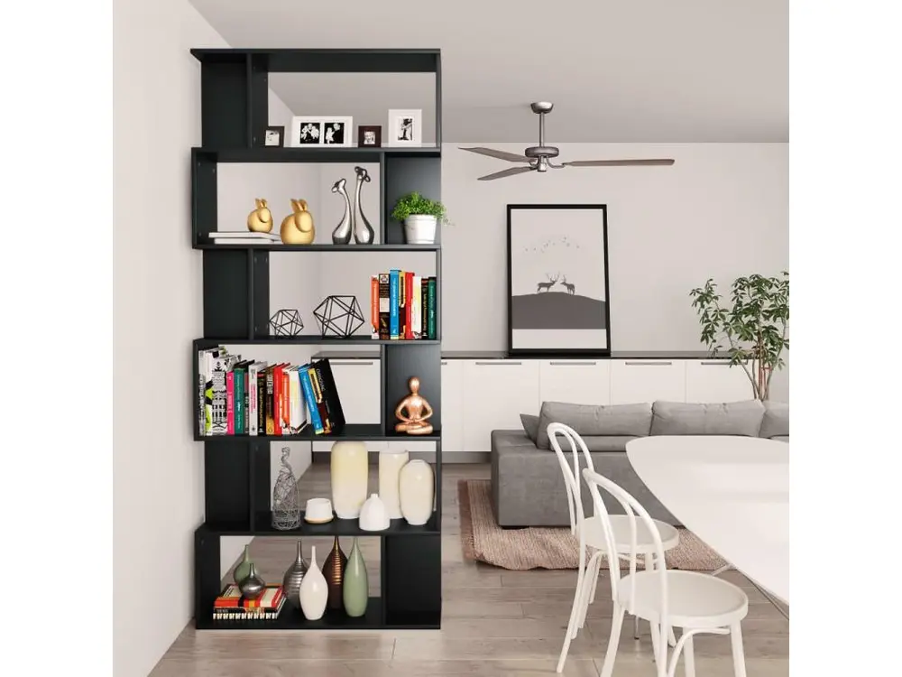 Feutres à pointe fine Bibliothèque-Séparateur de pièce Noir 80x24x192