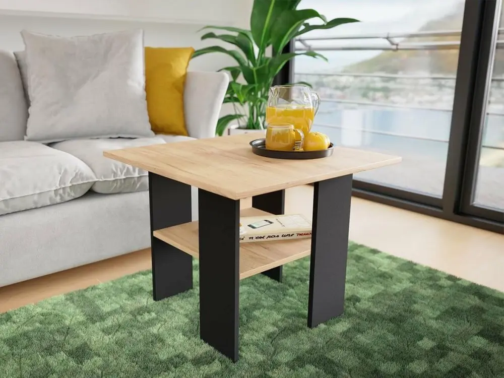 Feutres à pointe fine Table basse Reading 102, Craft chêne|Noir, 50x60x60cm, Stratifié, D'angle