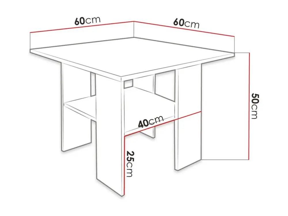 Feutres à pointe fine Table basse Reading 102, Craft chêne|Noir, 50x60x60cm, Stratifié, D'angle