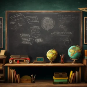 Feutres à pointe fine Toile de Fond de Tableau Noir avec Globe et Bureau pour la Rentrée Scolaire DBD7-58