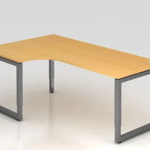 Hammerbacher table d'angle pied O carré 200x120cm hêtre/graphique forme d'angle 90° peut être monté à ga...