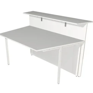 Kerkmann comptoir Atlantis 3 incliné d'un côté L 1350 x P 920 x H 1080 mm blanc/graphite 22326912 obtenir à bas prix