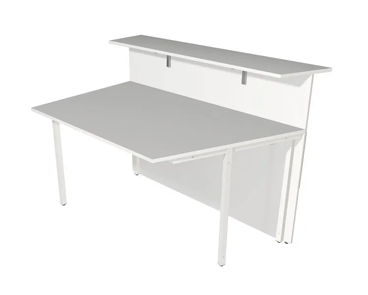 Kerkmann comptoir Atlantis 3 incliné d'un côté L 1350 x P 920 x H 1080 mm blanc/graphite 22326912 obtenir à bas prix