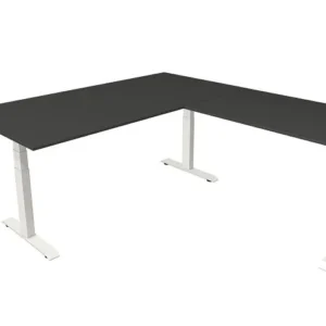 Kerkmann table debout/assise Move 4 nouveau 200 x 100 cm avec rallonge 120 x 80 cm cadre blanc plateau de table anthracite...