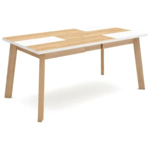 Kit de perles à repasser Table à manger, 170, Pour 8 personnes, Pieds en bois, Chêne et blanc