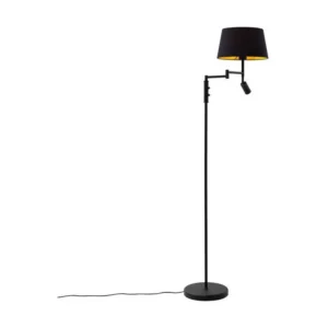 Lampadaire noir avec abat-jour noir et liseuse orientable - Ladas pour Maternelle