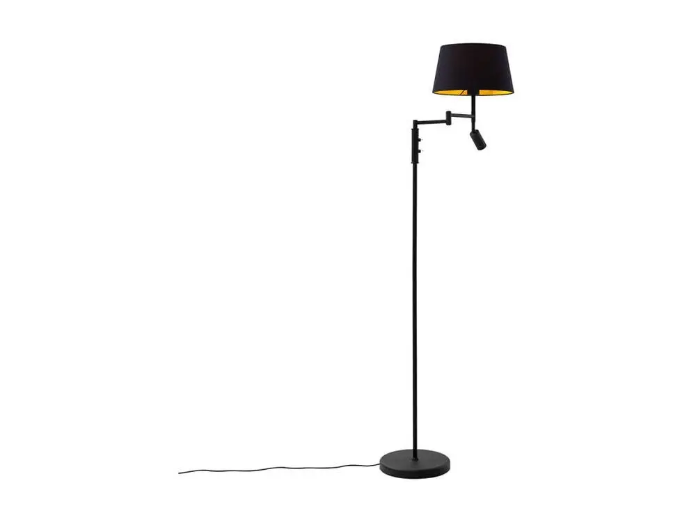 Lampadaire noir avec abat-jour noir et liseuse orientable - Ladas pour Maternelle