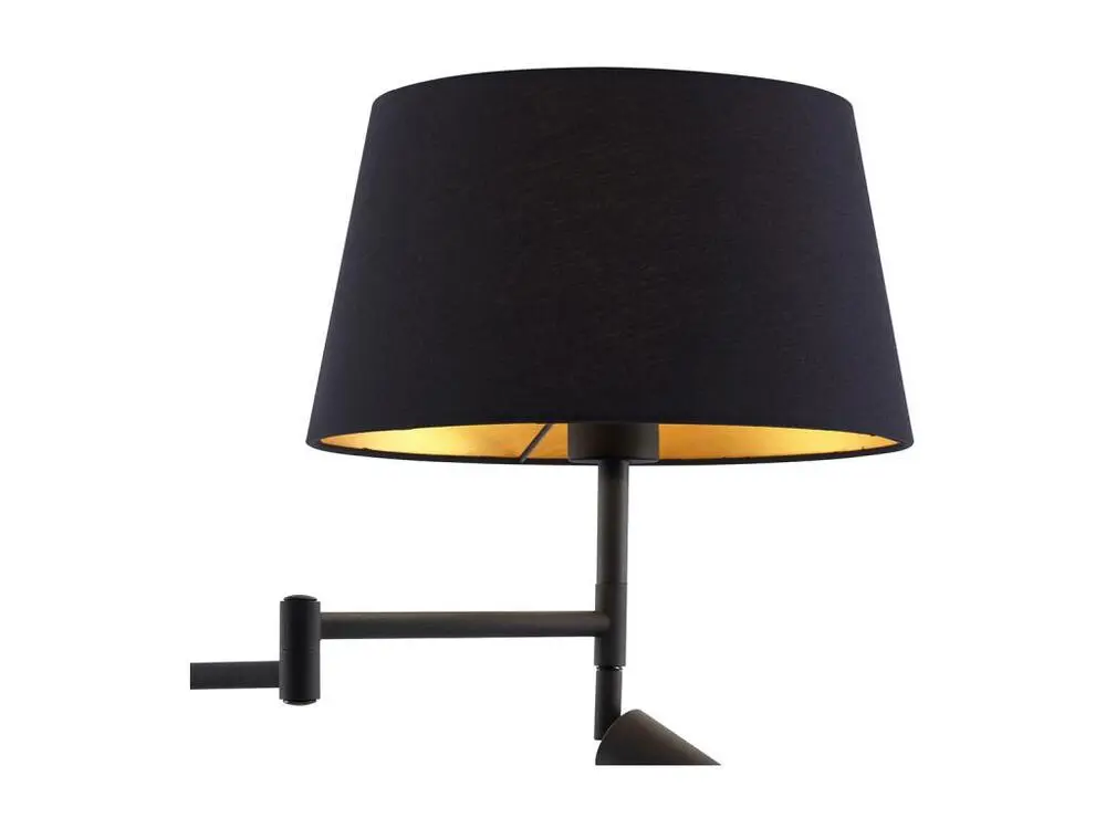Lampadaire noir avec abat-jour noir et liseuse orientable - Ladas pour Maternelle
