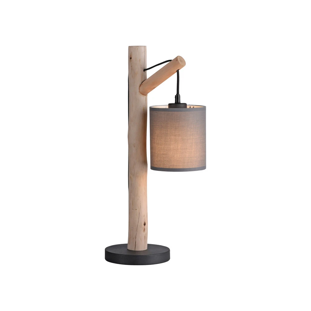 Lampe à poser Vert olive Tribu, papier, bois, hauteur 53 cm