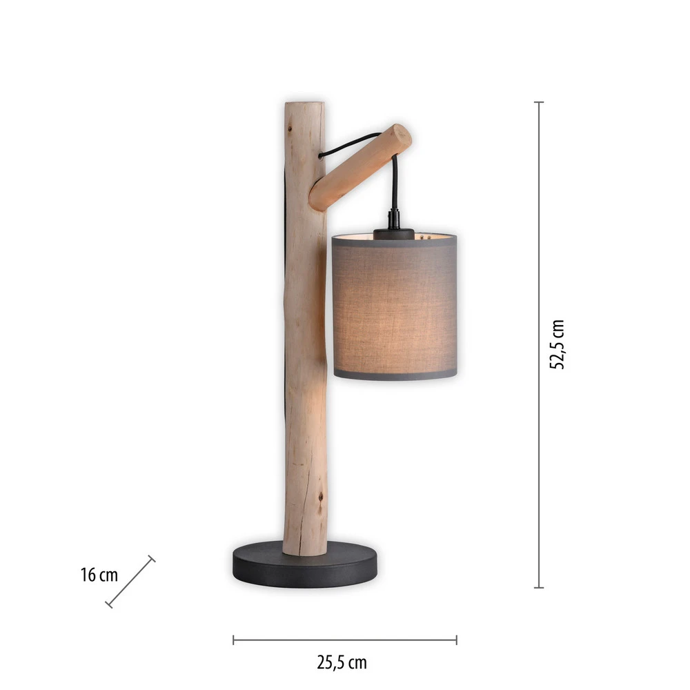 Lampe à poser Vert olive Tribu, papier, bois, hauteur 53 cm
