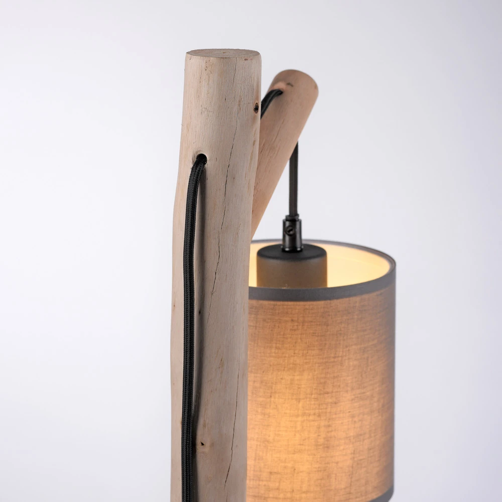 Lampe à poser Vert olive Tribu, papier, bois, hauteur 53 cm