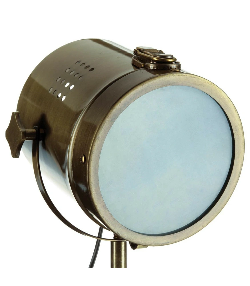 Lampe projecteur en métal cuivre étain et pied en bois h 68 cm pour Maternelle