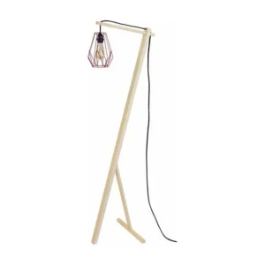 OLYMPIA - lampadaire liseuse articulé bois naturel et rouge Conforme aux normes CE