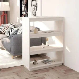 Papier crépon multicolore Bibliothèque/Séparateur de pièce Blanc 80x35x103 cm Bois de pin